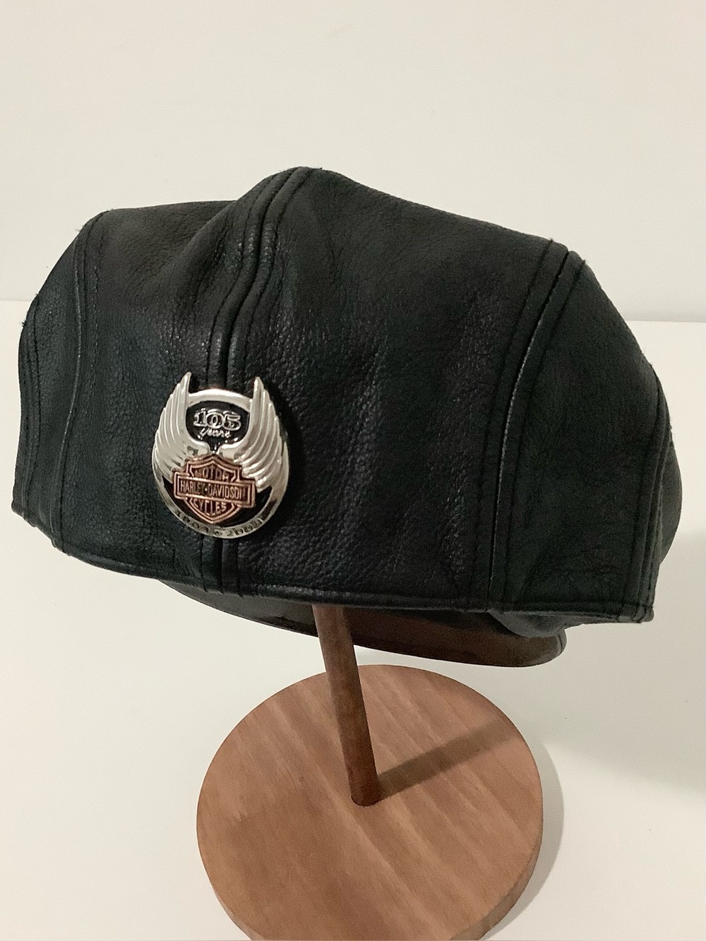 Harley-Davidson Collectible 105 years Black Leather Biker Skull Cap